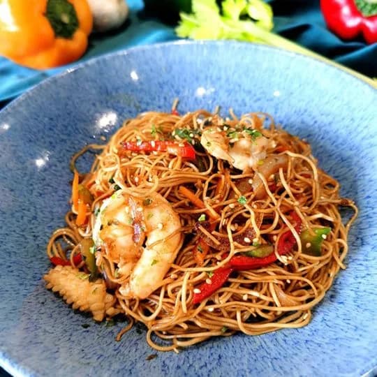 Tallarines con Langostinos